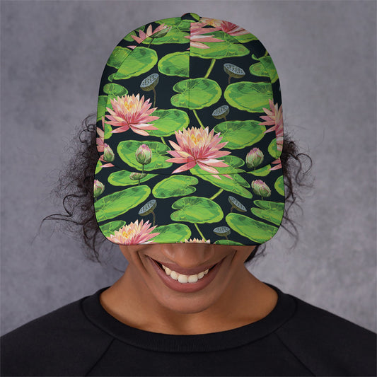Water Lily Flower Pattern Print Baseball Cap