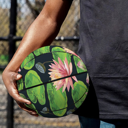 Water Lily Flower Pattern Print Basketball