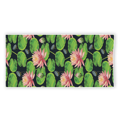 Water Lily Flower Pattern Print Beach Towel