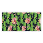 Water Lily Flower Pattern Print Beach Towel