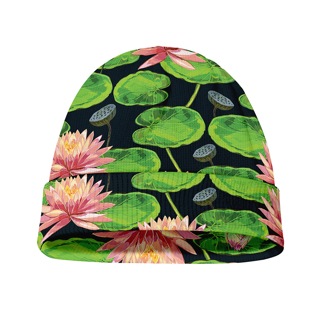 Water Lily Flower Pattern Print Beanie