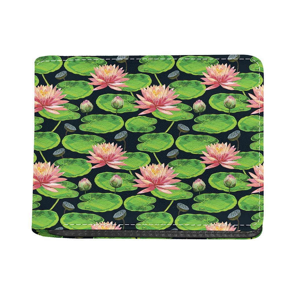 Water Lily Flower Pattern Print Bifold Wallet