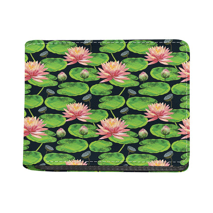 Water Lily Flower Pattern Print Bifold Wallet