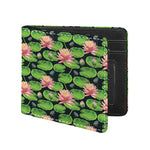 Water Lily Flower Pattern Print Bifold Wallet