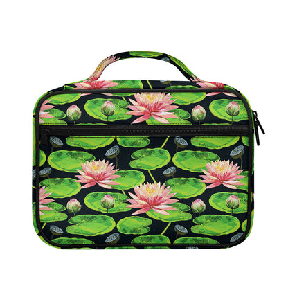 Water Lily Flower Pattern Print Briefcase Bible Bag
