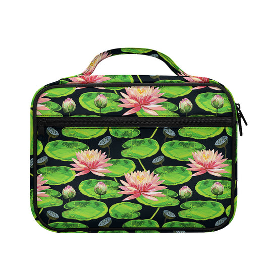 Water Lily Flower Pattern Print Briefcase Bible Bag