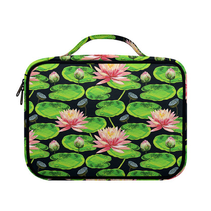 Water Lily Flower Pattern Print Briefcase Bible Bag