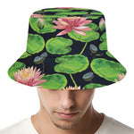 Water Lily Flower Pattern Print Bucket Hat