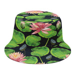 Water Lily Flower Pattern Print Bucket Hat