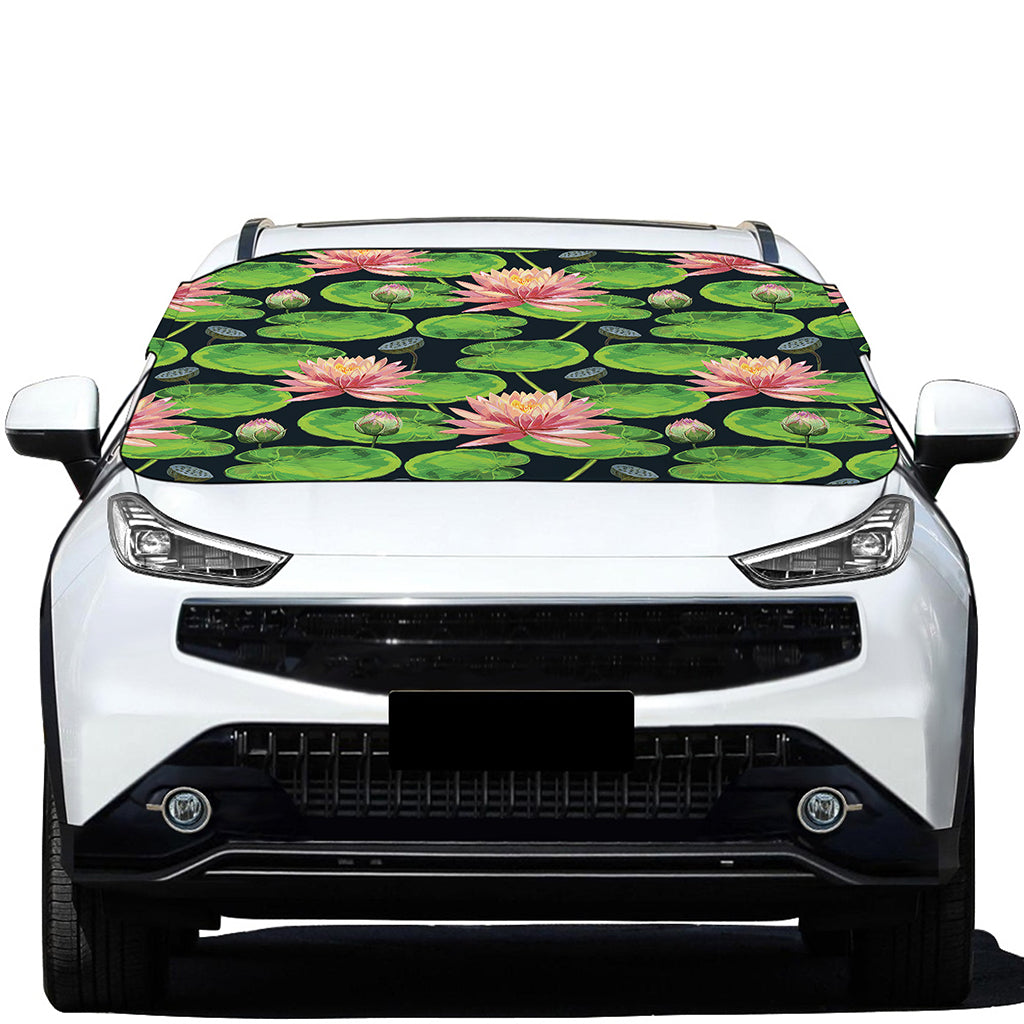 Water Lily Flower Pattern Print Car Windshield Snow Cover