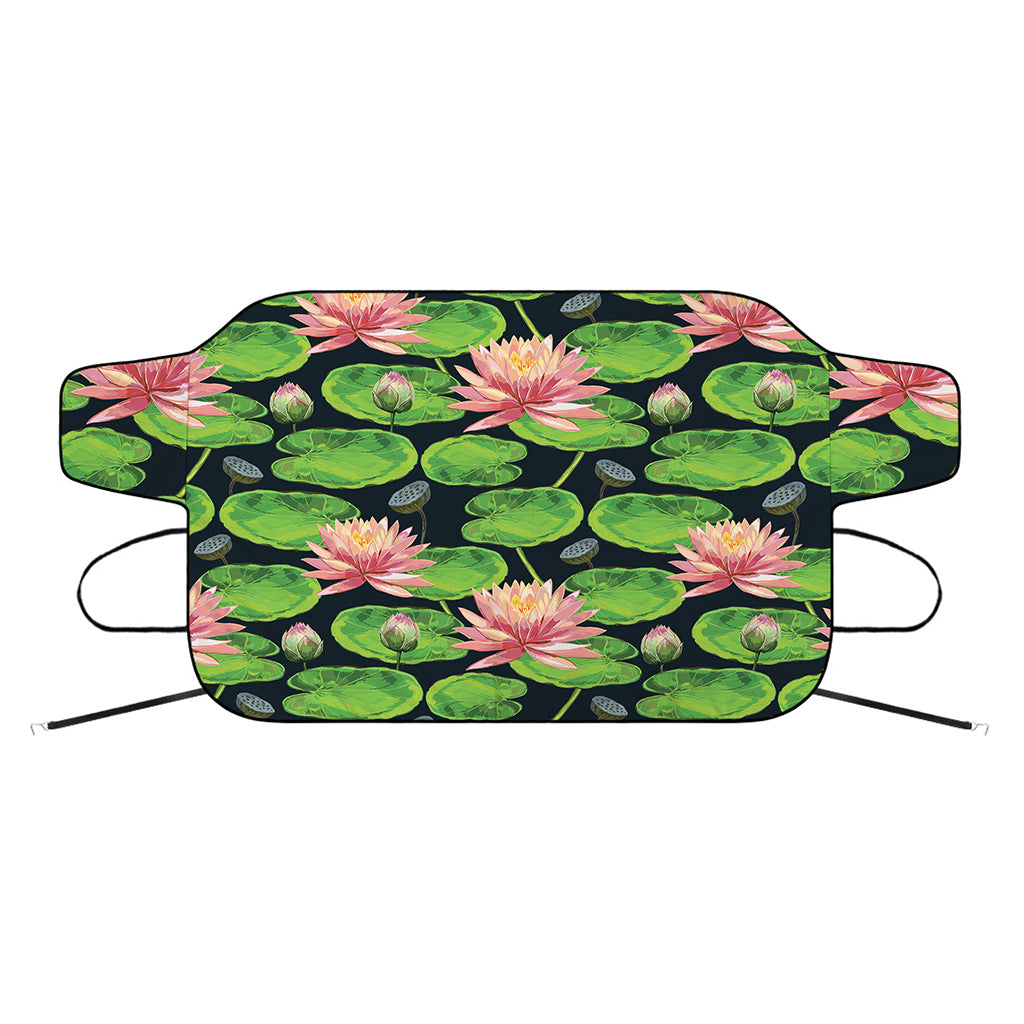 Water Lily Flower Pattern Print Car Windshield Snow Cover