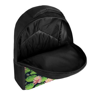 Water Lily Flower Pattern Print Casual Backpack