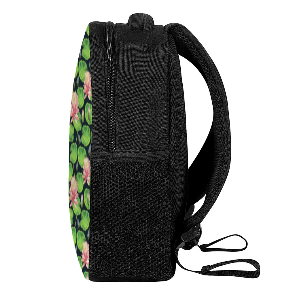 Water Lily Flower Pattern Print Casual Backpack