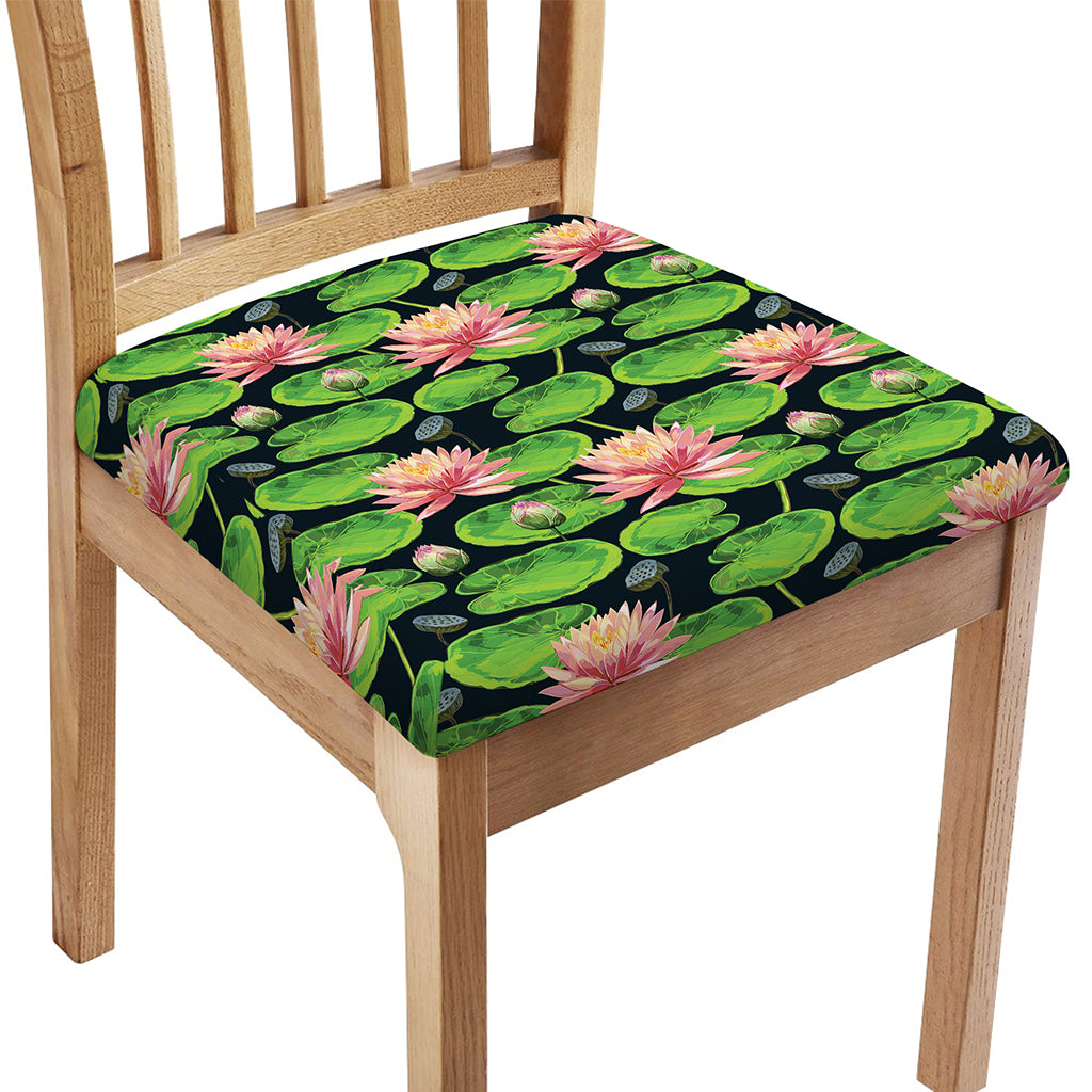 Water Lily Flower Pattern Print Chair Cushion Cover