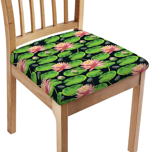 Water Lily Flower Pattern Print Chair Cushion Cover