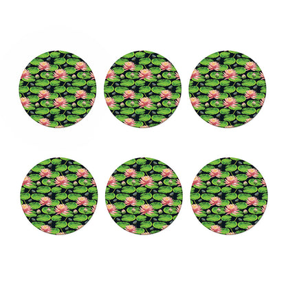 Water Lily Flower Pattern Print Coaster Set