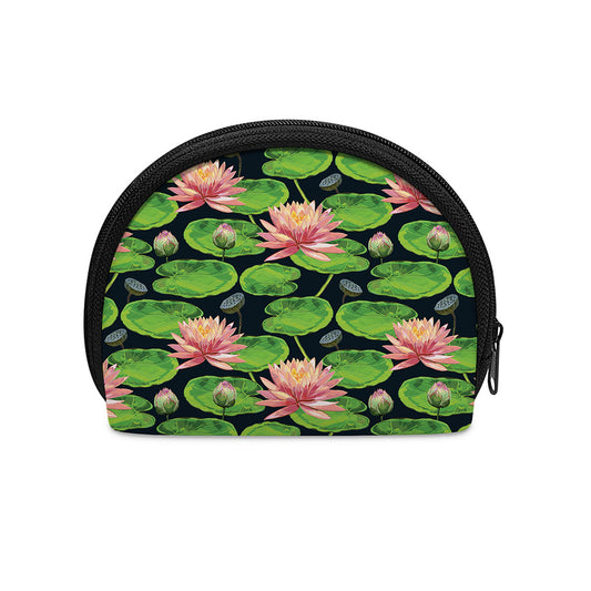 Water Lily Flower Pattern Print Coin Purse