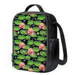 Water Lily Flower Pattern Print Crossbody Lunch Bag