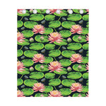 Water Lily Flower Pattern Print Curtain