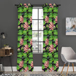 Water Lily Flower Pattern Print Curtain