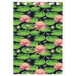 Water Lily Flower Pattern Print Curtain