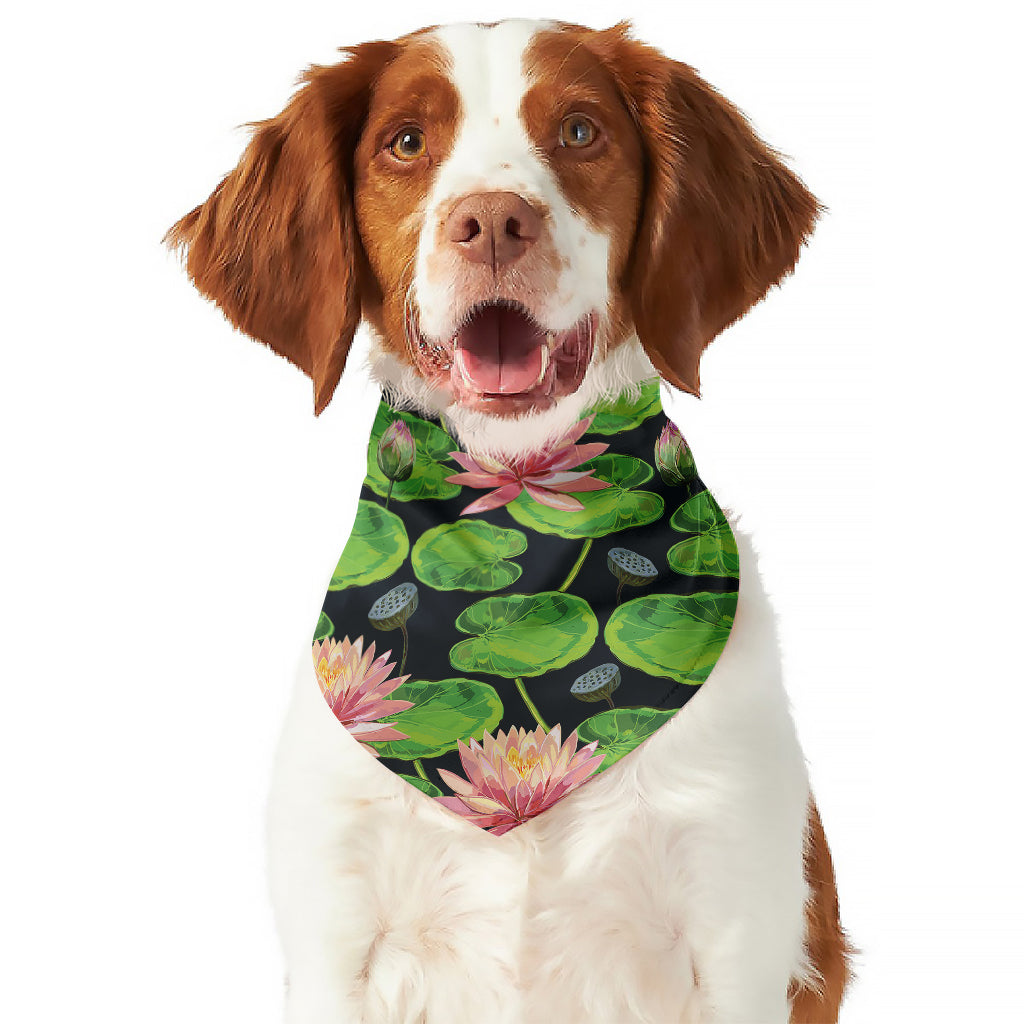 Water Lily Flower Pattern Print Dog Bandana