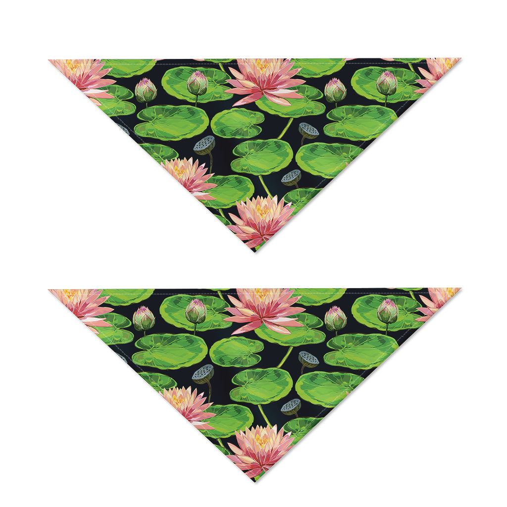 Water Lily Flower Pattern Print Dog Bandana