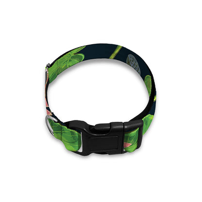 Water Lily Flower Pattern Print Dog Collar