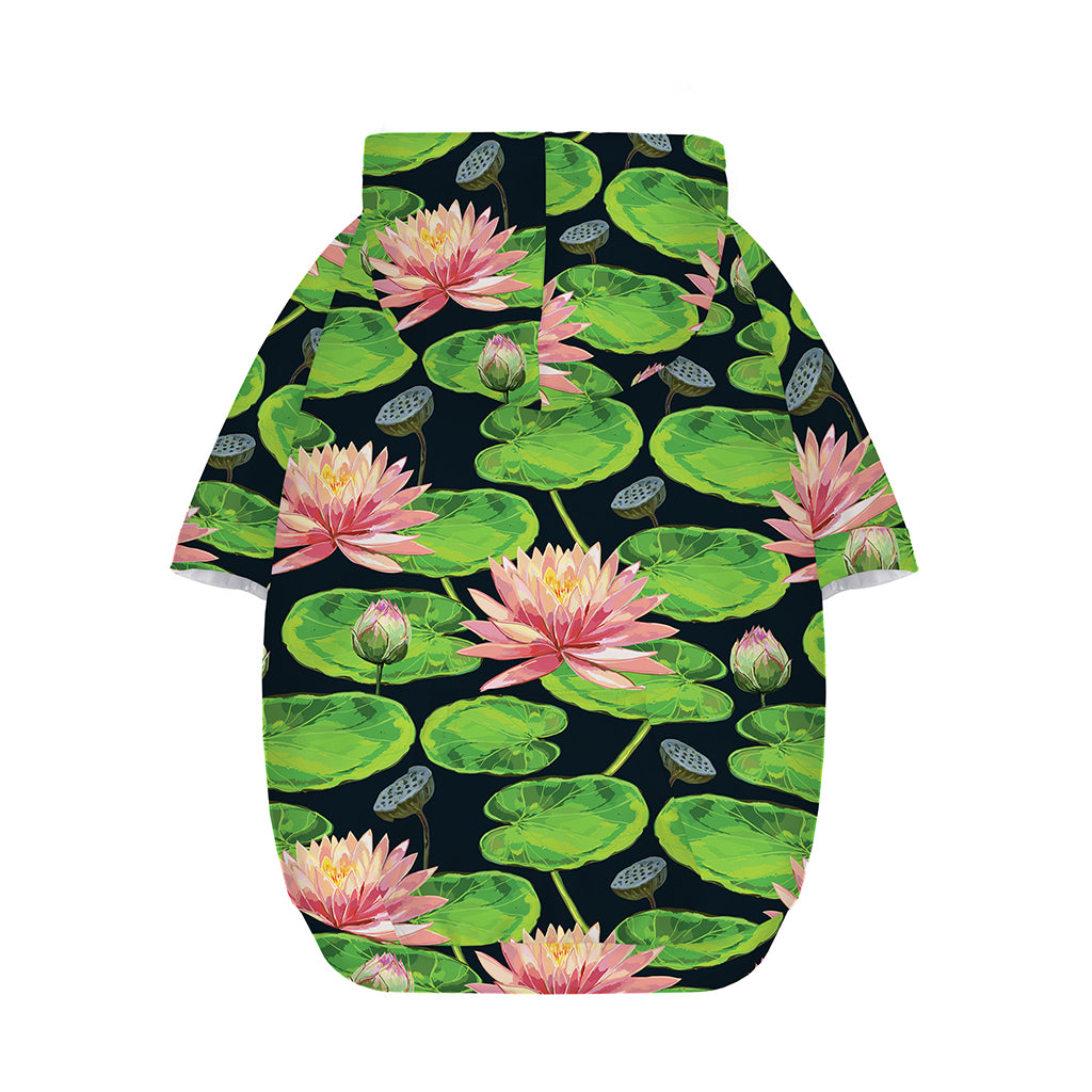 Water Lily Flower Pattern Print Dog Zip Up Hoodie