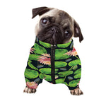 Water Lily Flower Pattern Print Dog Zip Up Jacket