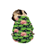 Water Lily Flower Pattern Print Dog Zip Up Jacket