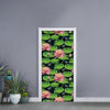 Water Lily Flower Pattern Print Door Sticker