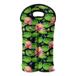 Water Lily Flower Pattern Print Double Neoprene Wine Tote