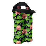 Water Lily Flower Pattern Print Double Neoprene Wine Tote