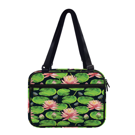 Water Lily Flower Pattern Print Double Strap Bible Bag