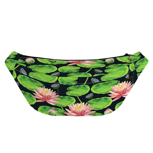Water Lily Flower Pattern Print Fanny Pack