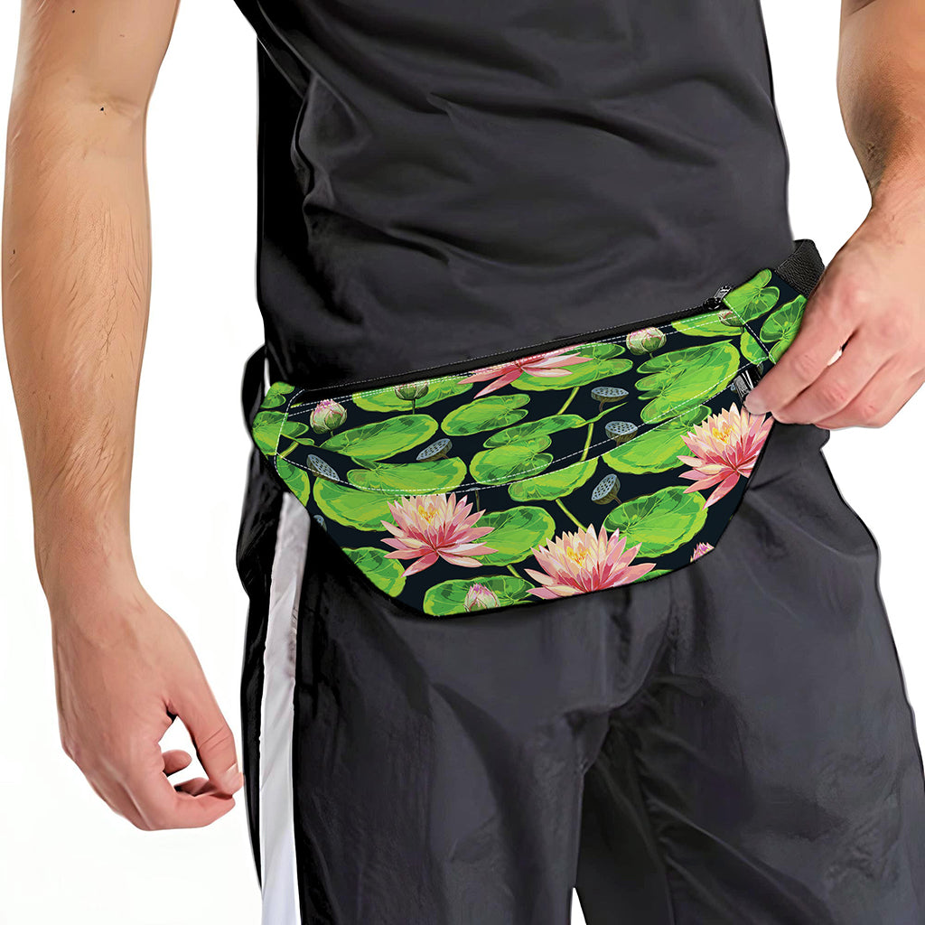 Water Lily Flower Pattern Print Fanny Pack