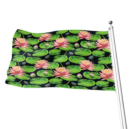 Water Lily Flower Pattern Print Flag