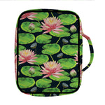 Water Lily Flower Pattern Print Front Pocket Bible Bag