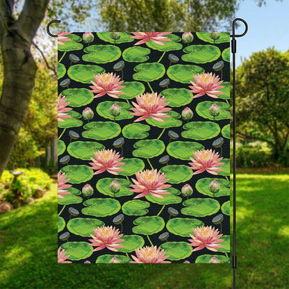 Water Lily Flower Pattern Print Garden Flag