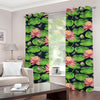 Water Lily Flower Pattern Print Grommet Curtains