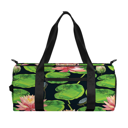 Water Lily Flower Pattern Print Gym Bag