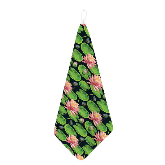 Water Lily Flower Pattern Print Hand Towel