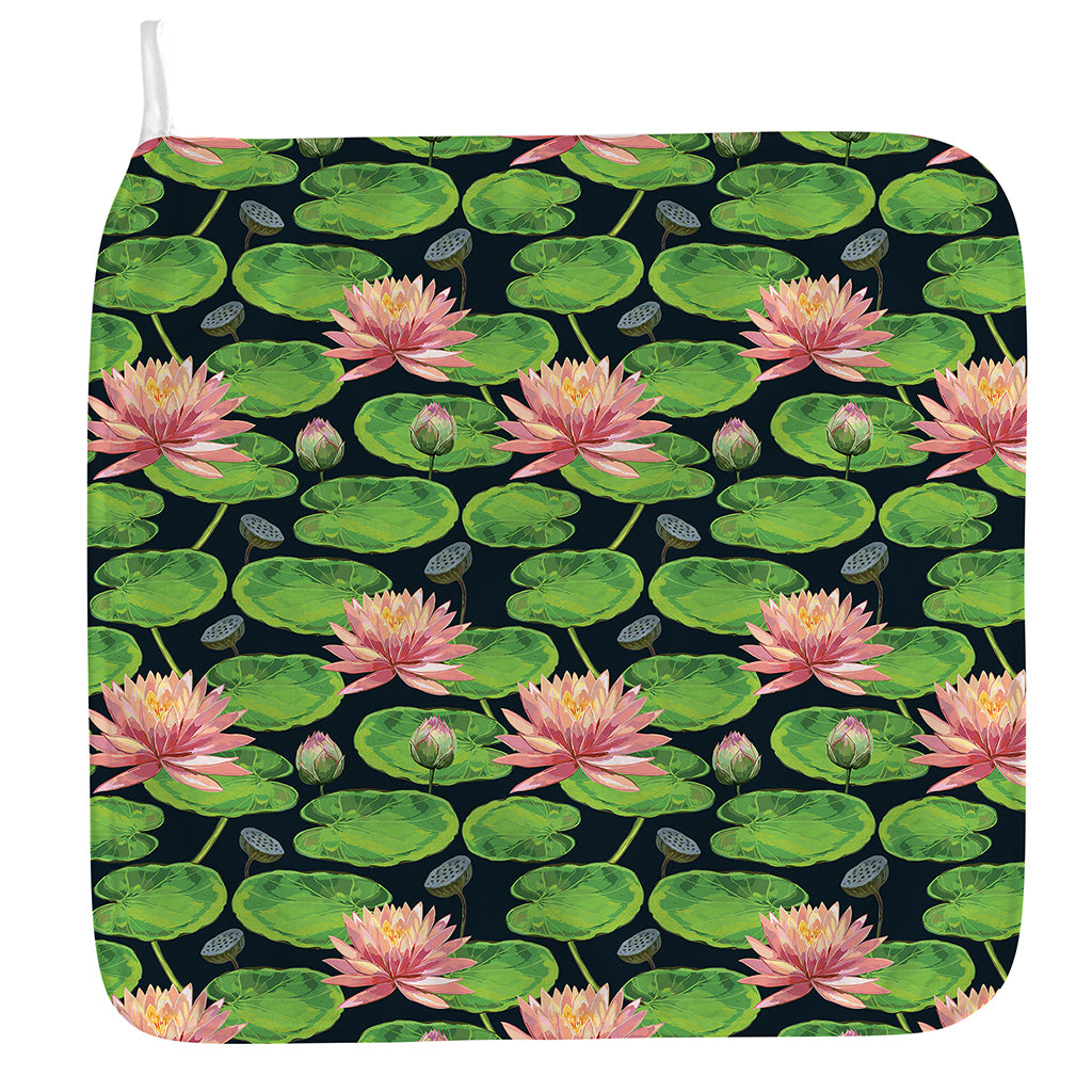 Water Lily Flower Pattern Print Hand Towel