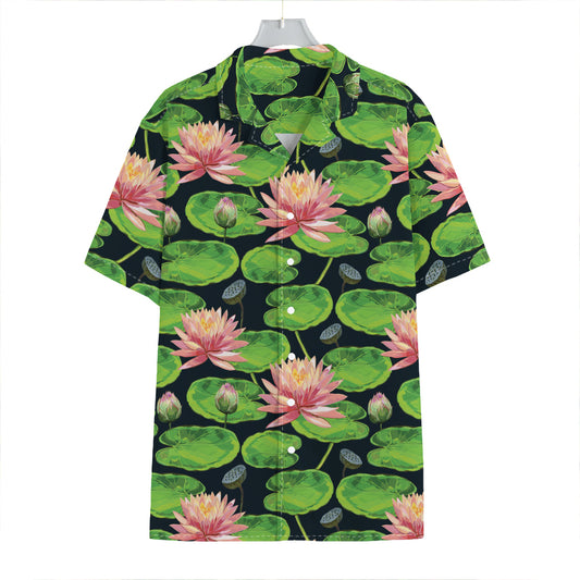 Water Lily Flower Pattern Print Hawaiian Shirt