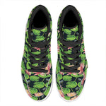 Water Lily Flower Pattern Print High Top Leather Sneakers