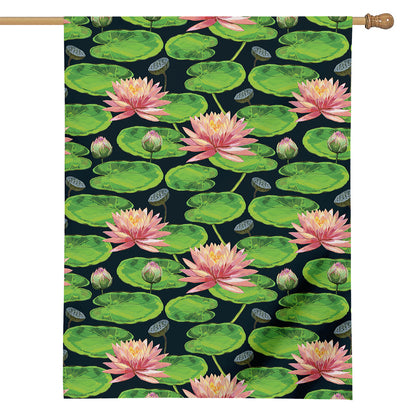 Water Lily Flower Pattern Print House Flag