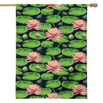 Water Lily Flower Pattern Print House Flag