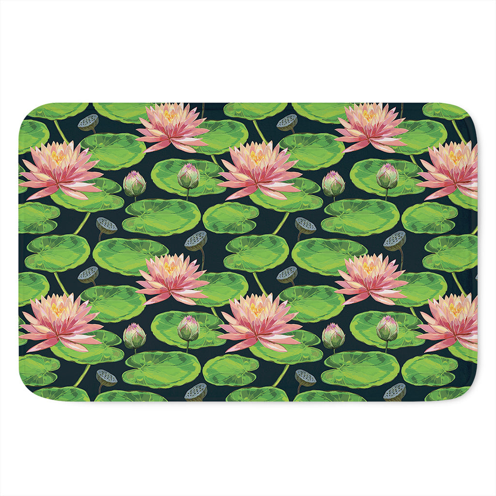 Water Lily Flower Pattern Print Indoor Door Mat