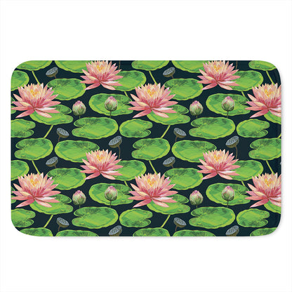Water Lily Flower Pattern Print Indoor Door Mat